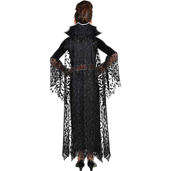 Vampire Wicked Queen Costume Child XL 14-16 BAT WING Sleeves Velvet Halloween - Picture 6 of 16